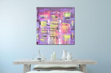Modern Abstract Palette Knife Purple Yellow - 1424